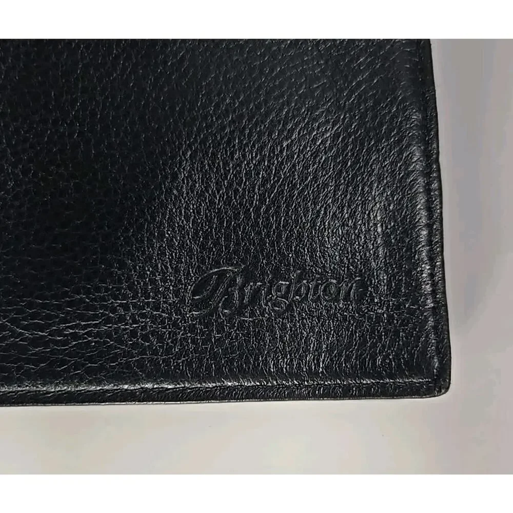 VTG Brighton Black & Brown Croc Embossed Leather Checkbook-‎ Wallet 90's